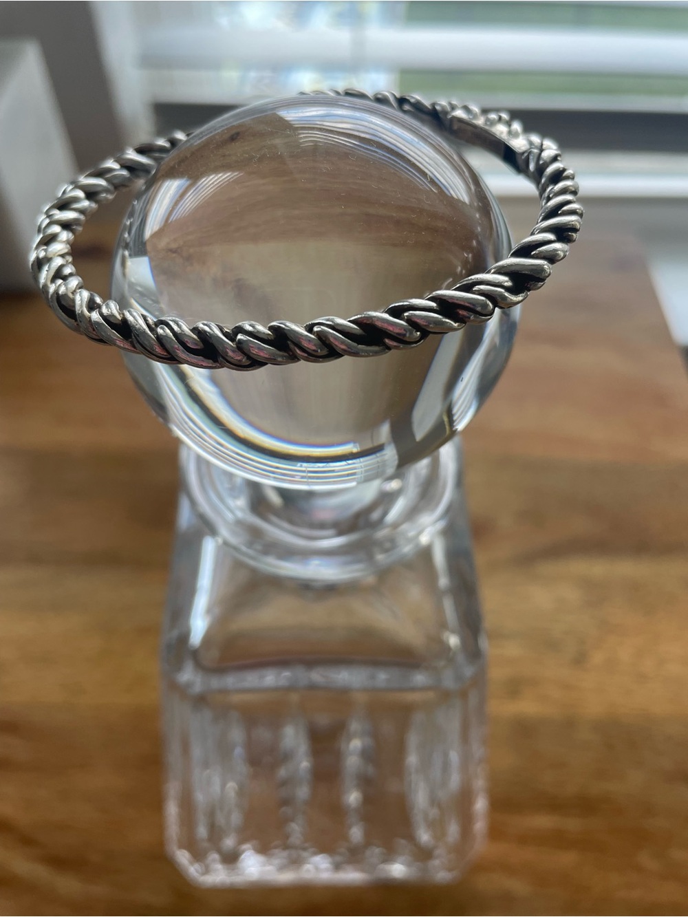 JAI Sterling Silver Carved rope  5mm Cuff Bracelet - Large  27.6g